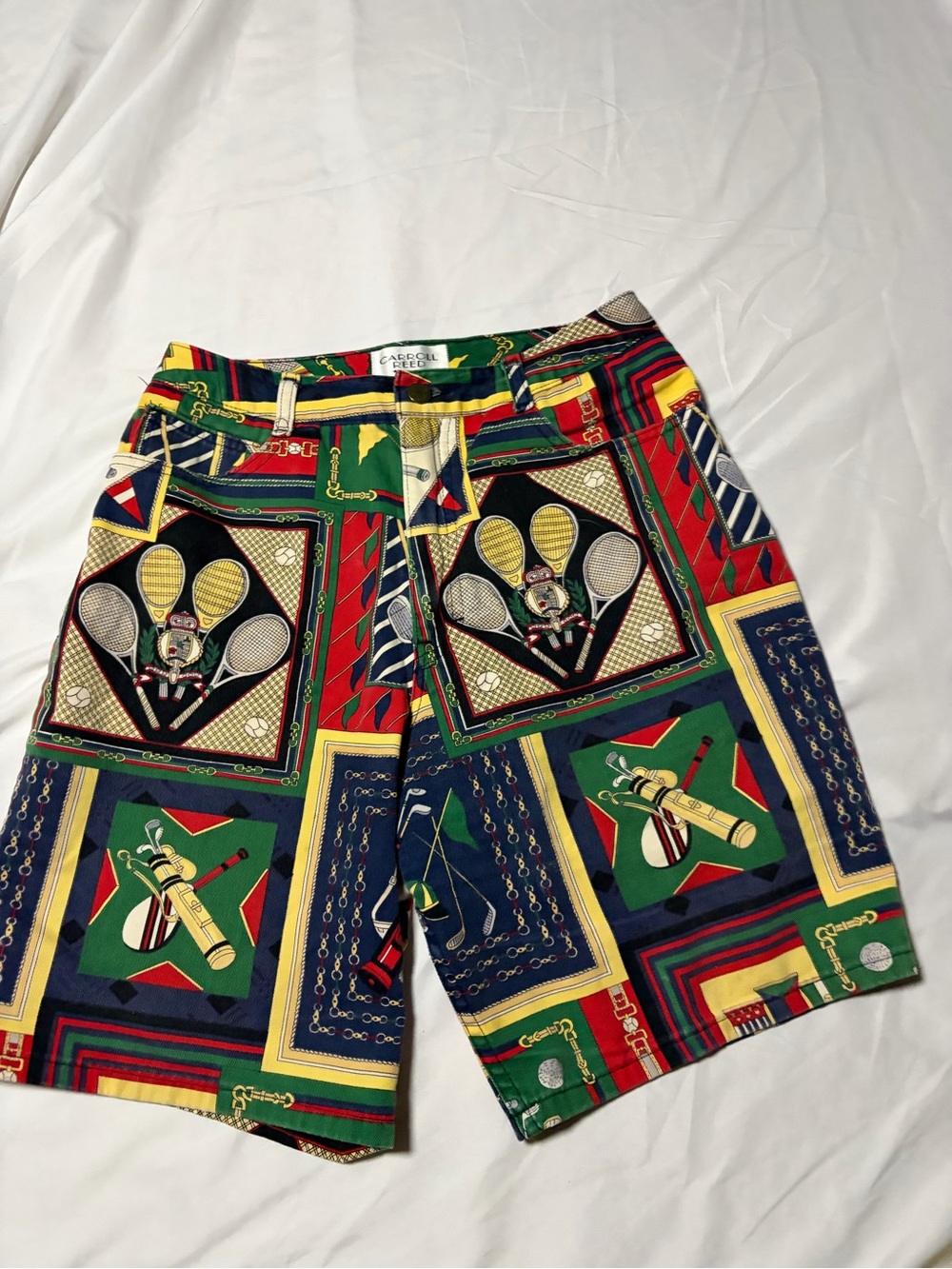 Vintage Carroll Reed Golf & Tennis Country Club Sports Print Mom Shorts Sz 8